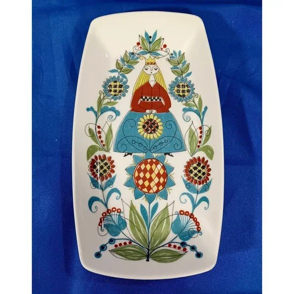 Norwegian Figgjo Flint Saga Norsk FF Fairy Tale Long Dish Plate Norway Vtg - Picture 2 of 9